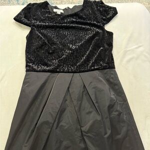 Ivy & Blu Maggy Boutique Black Velvet Top Short Sleeve Cocktail Dress Sz 14 E51